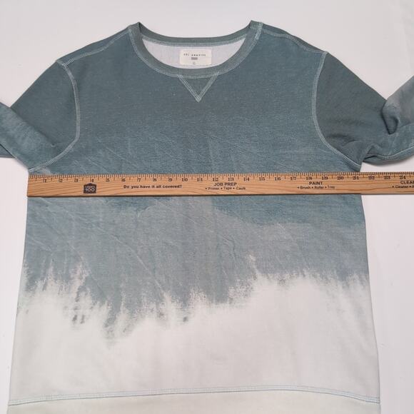 Sol Angeles Fleece Top Mens L Green Ivory Drip Dye Pullover Crew Sweatshirt USA - Picture 12 of 16